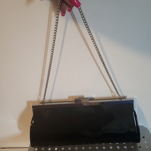 DANIER PATENT LEATHER BLUE CLUTCH - Picture 6 of 6